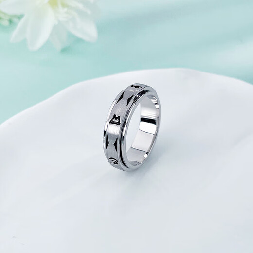 Beijing Gold Trading Center Co., Ltd. platinum ring pt950 electric black gold rotatable six-character mantra ring for girlfriend and wife's birthday and Mid-Autumn Festival gift, 22 rings, about 12g