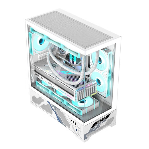 Wanjia Millennium ATX digital display version column-free sea view room chassis ATX motherboard 360 water-cooled desktop computer chassis temperature digital display 9 fan position large board 50 series long graphics card Millennium ATX standard white (digital display version)