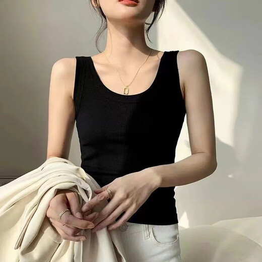季节里吊带背心女成熟莫代尔螺纹色夏季运动外穿无袖t恤防走光内搭打底 白色+深咖色莫代尔棉 M 建议80-95斤
