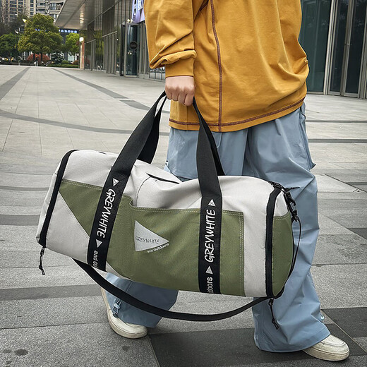 Travel bag men's sports fitness bag women's dry and wet separation short-distance business trip luggage bag barrel bag messenger bag handbag black