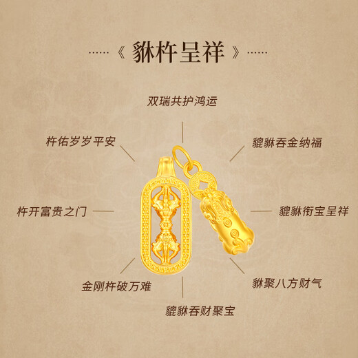 China Gold (CHINA GOLD) Gold Necklace Women's Foot Gold Pixiu Vajra Pendant Pure Gold Birthday Gift for Girlfriend and Wife Pixiu Vajra Pendant About 0.6g* Free Universal Silver Chain