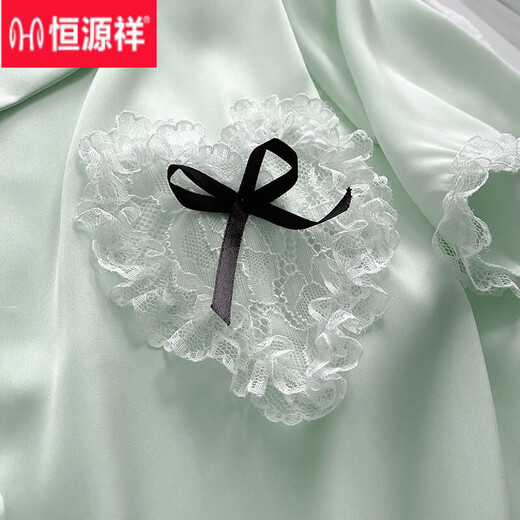 恒源祥冰丝睡衣女夏天短袖公主风性感蕾丝家居服套装2025年新款夏季可爱 YX9201开/衫双短宠物猫 XL 115-130斤