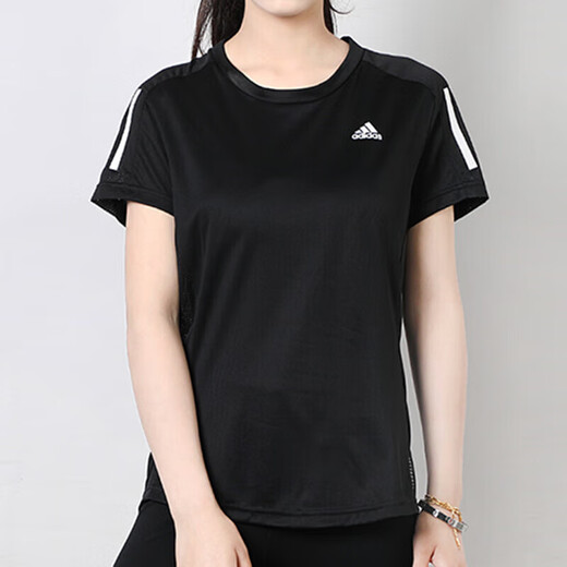 Adidas official ship store short-sleeved summer new running training sportswear woven fast-drying half-sleeved top round neck T-shirt 9274-Black woven fast-drying-spot fast-drying XS Recommended 70-85Jin [Jin equals 0.5 kg]
