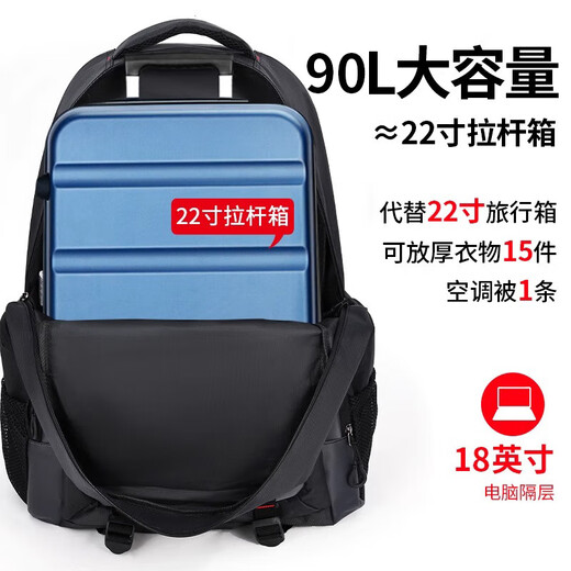 HUILI CAPACITÉ EXTRA-LAGE SAG VOYAGE MENS MEN'S CONCUTHER SACKPACK RADKING BACKPACK Bagage Light Business Trip Multi-Fonctional Schoolbag Black