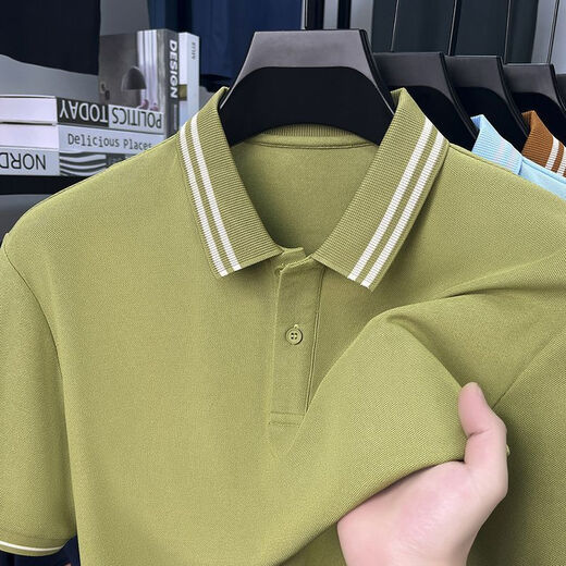 TTPMER2025 Sommer-Männer-Polo-Shirt kurzärmelig und vielseitig die oberste halbe Ärmlichkeit Paul T-Shirt Internet Promi-Shirt 9866# hellgrau 3xl 56/185