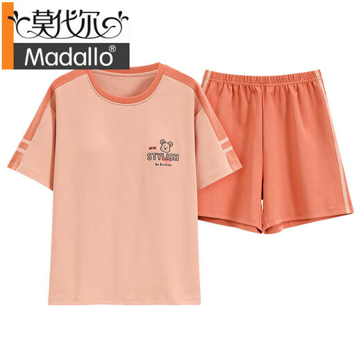 莫代尔仿丝纯棉夏季睡衣女士套头睡衣夏季短袖短裤舒适休闲家居服套装 Z9856 M [建议80-100斤穿]