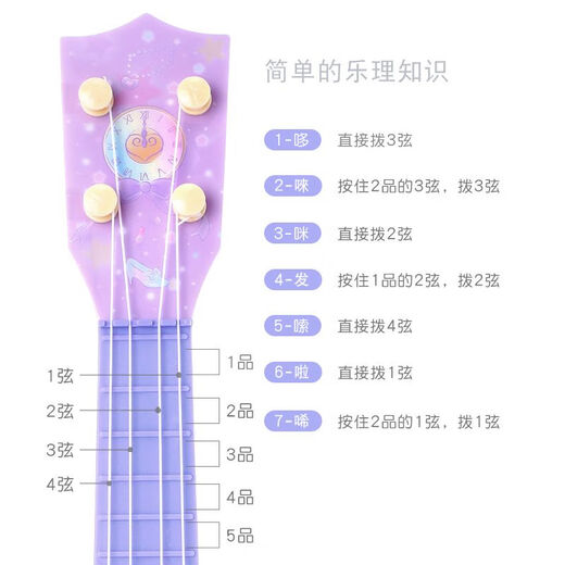 SANRIO UKULELE KINDER Kinder Little Gitarre Musical Instrument Girl Anfänger Picks zum Spielen einleitender Musikspielzeug kleiner Kulomi WL-7035