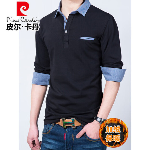Pierre Cardin Algodón puro Camiseta de manga larga de algodón suelto Camiseta de primavera y base de otoño Base de otoño para hombres con polo polo talla grande 1506 negro [estilo de manga corta de verano] 3xl (185jin [Jin equivale a aproximadamente 0.5 kg])