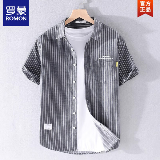 Romon Hommes à manches courtes rayées Summer Summer mince top lâche japonais Coton Coton Coton Contracté Contrôlé 9721 blanc M 100Jin [Jin est égal à 0,5 kg]