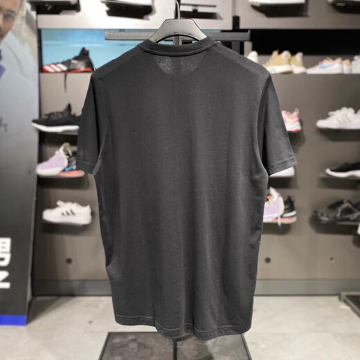阿迪达斯（adidas）短袖T恤男士2025夏季新款针织透气宽松舒适休闲运动服纯色刺绣 IC9793黑色 S