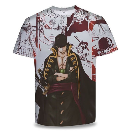 Jian Fei One Piece Kurzarm Sommer ein Stück Zoro Anime T-Shirt Primary- und Sekundarschüler und Teenager im 3D-Drucktrend Burning Ace TXU1480 S geeignet für Gewicht 80-90 Jin [Jin gleich 0,5 kg]