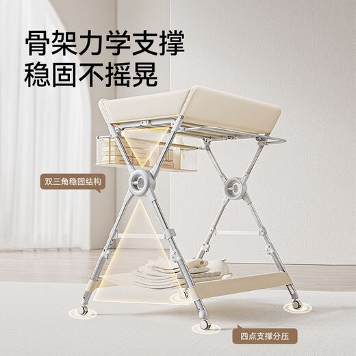 Yings Windel Tisch Neugeborenen Babypflege Tisch Baby Wechselmassage und Berührung von Badefalten falten Mobile Crib High-End-Stabile und Starke Edition Rice White