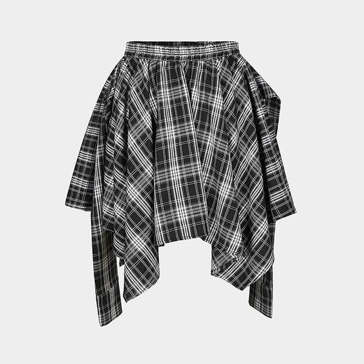 moussy 2025夏季新品假美式辣妹风假两件格纹半身裙028ISA31-4121 025花纹黑色 S