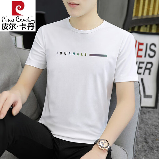 Pierre cardin ice silk T-shirt men's short-sleeved summer cool thin black modal comfortable T-shirt half-sleeved top sweat-free quick dry 1416 white (high-quality model) M (95Jin[Jin equals 0.5 kg]-110Jin[Jin equals 0.5 kg])