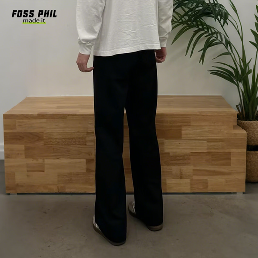Foss Phil Casualhose Herren Frühlings- und Sommerhosen Lose trendy gerade haften Anzughose 26588 Schwarz XL