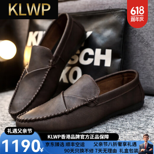 KLWP【轻奢男鞋】高档品牌夏季男士乐福鞋男皮鞋休闲潮流韩版英伦鞋 D829棕色 41