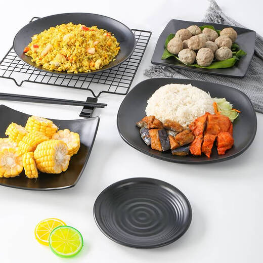 
Metamine tableware black plate commercial catering plastic dining plate bar bar snack plate kimchi dish ljp1098 half piece 36 pieces 0 inch
