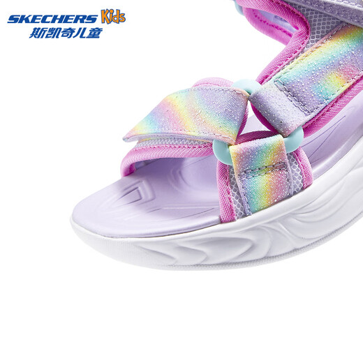 Skechers Skechers Girls Velcro Cartoon Flashing Sandals Children's Fashion Colorful Open-Toe Beach Shoes 303107L Lavender/Multicolor/LVMT 33.5