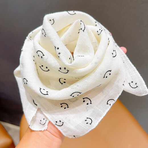 
Autumn and winter thin baby scarf for women in spring and autumn girls square scarf cute baby scarf with skin-friendly versatile silk scarf 3# star square scarf white
