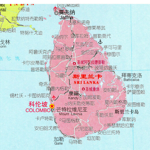 2024新款 印度斯里兰卡巴基斯坦等国家地图中文版 墙贴交通海报 印度斯里兰卡巴基斯坦等国家地图 13590(较大)相纸材质(有配送双面