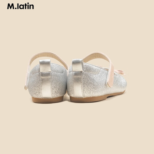 马·拉丁（M.Latin）24春女童大童蝴蝶结公主皮鞋12401S406X 银色 31