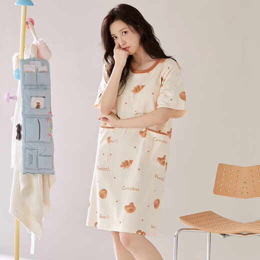 Palando Pajamas de mujer de algodón puro con almohadilla de la almohadilla del pecho de la piel suave de la manga corta en el verano pijama de moda en casa fuera de pa-yx-women-x12529 m