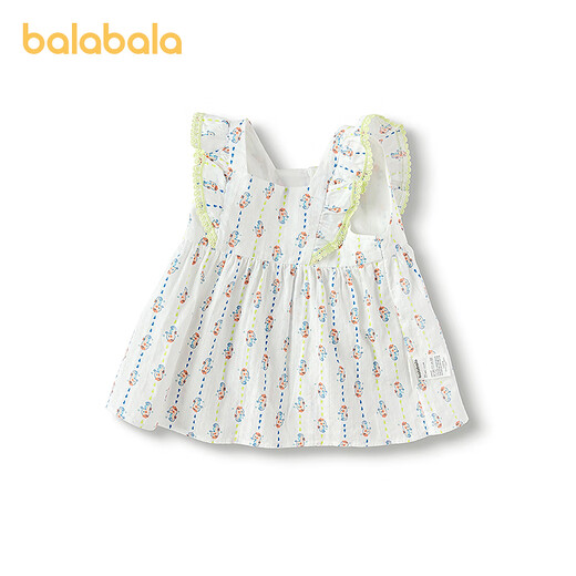 Balabala shopping mall same style baby shirt baby top thin girl sleeveless shirt sweet and cute white and red tone 00316 100