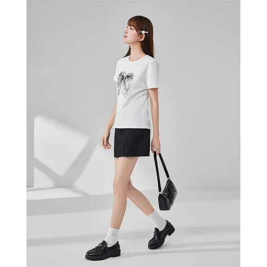 IEF/Aiyifu 2025 summer new casual sports girl simple versatile slim and fashionable loose women's T-shirt White S
