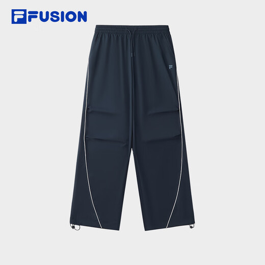 FILA FUSION斐乐潮牌梭织长裤女2025秋新款时尚宽松伞兵裤休闲裤 宝石深蓝-DB S 160/62A/S