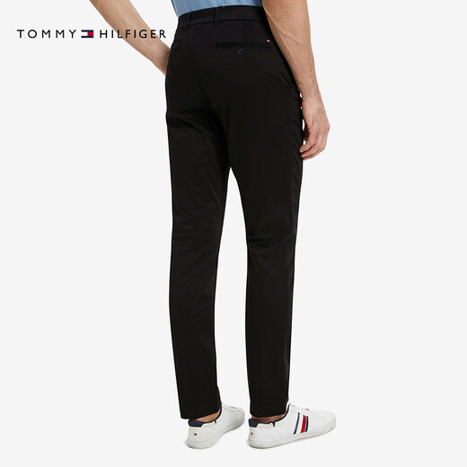 TOMMY HILFIGER【轻弹感】男商务通勤弹力斜纹修身直筒西裤长裤休闲裤J1764 黑色001 -修身版-拍大一码 33 (2.6尺)