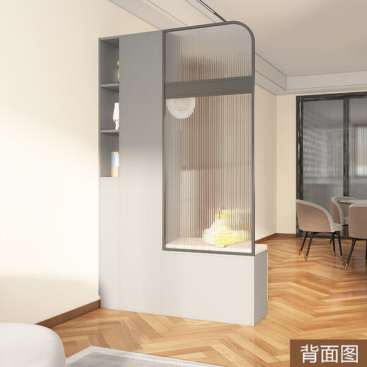 语森忆现代入户客厅柜组合翻斗鞋柜一体转角玄关柜装饰柜玻璃屏风隔断柜 款式7A面长1400*B面长1585*高21