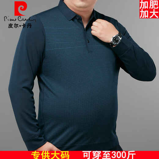 Pierre Cardin Langarmed T-Shirt Herren Spring und Herbst Real Pocket plus Fett Plus-Größe Fett mittleren Alters und älterer Vater tragen modisches Polo-Hemd 9918 Real Pocket Blue 3xL 190/104 [175 bis 200 Jin [Jin gleich 0,5 kg]]