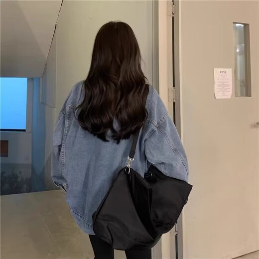 
Summer 2025 new denim jacket women's slightly fat large size loose Korean version retro versatile ins trendy top light blue 4XL