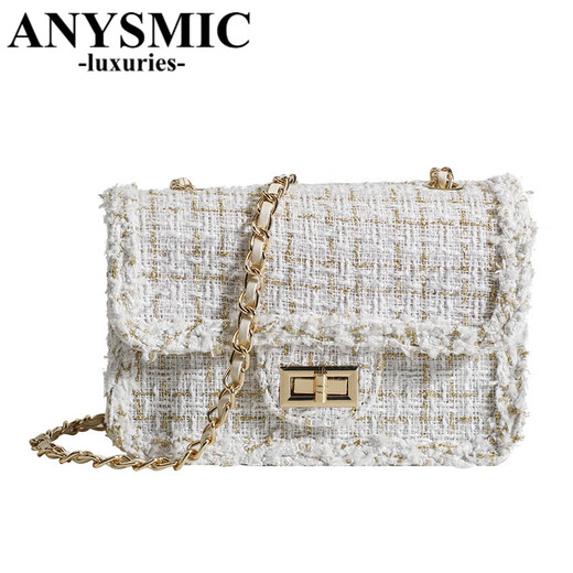 Anysmic Luxury High-End-Marke-Tasche Damenbeutel Unterarm Tasche Kleine Duftstil Kettenbeutel Umhängetasche Geburtstagsgeschenk Beige White