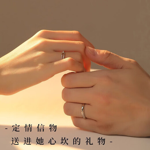 DR couple ring PT950 platinum adjustable pair of plain rings simple proposal wedding ring birthday gift for men and women Rupert's Tears-men's ring defaults to closed mouth