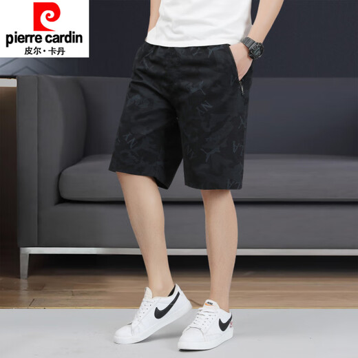 Pier Cardin Sommer-Herren-Shorts Baumwolle lose Fünf-Punkte-Hosen 2025 Neues lässig Casual Camouflage bedruckte Strandhose Männer 6627 Hellgrau L.