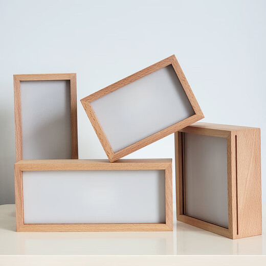 DIY haya madera maciza tres colores carga luminosa foto táctil caligrafía marco de fotos pintura ligera luz nocturna adorno personalización madera de haya A4 madera_impresión personalizada con imágenes