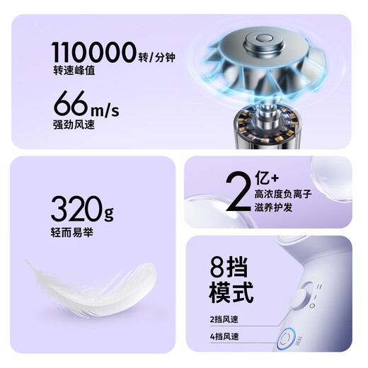 Feike Borui high-speed hair dryer negative ion hair dryer does not hurt the hair, household high-power hair dryer, travel portable, gift bag birthday gift for women PH1653