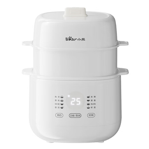 Bear electric stew pot, bird's nest stew pot, water-proof stew pot, household soup pot, electric stew pot, small stew pot for 1-2 people, baby food supplement, small capacity, 1 liter, baby food supplement porridge artifact, DDZ-E10M3 with steamer, upgraded anti-scald rack 1L