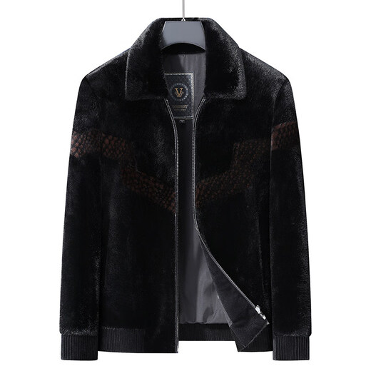 Fat brother plus size plus size men's high-end mink velvet coat warm jacket casual woolen thickened business lapel black 5XL