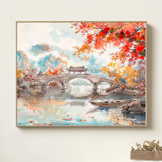 JPHZNB中式风景数字diy手填色感油彩涂色填充 X9740 4050套餐内框++颜料