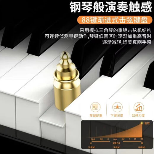 雅马哈电钢琴88键重锤幼师专业考级立式智能初学者儿童家用电子钢琴 入门级-力度-黑色木纹翻盖