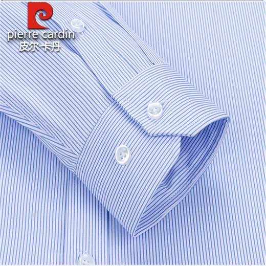 Pier Cardin Auténtico Xinjiang Camisa de hierro Pure Cotton Free Iron Free de manga larga para hombres 2025 Spring de mediana edad y edad avanzada Anti-Wrinking Formal Wear Camiseta de pulgada a rayas 8W6626 40 130 ~ 140