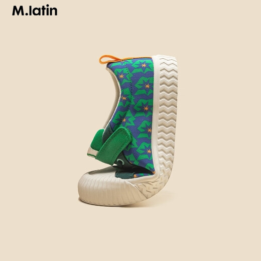 马·拉丁（M.Latin）女大童印花拼色帆布鞋12401S201X 灰粉红 34