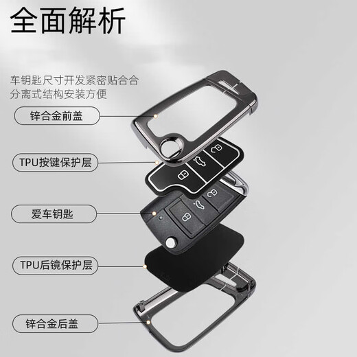 创勋（CHUANGXUN）适用大众捷达vs5钥匙套vs7汽车专用va7 va3钥匙包保护壳扣男女 捷达B款【枪色】+编织扣 .