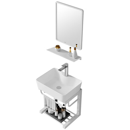 Cuenca de lavado de cerámica de cerámica montada en dipeng cuenca integrada pequeña apartamento de lavado simple combinación de balcón balcón fregadero de baño d4837 cuenca + soporte de una sola capa