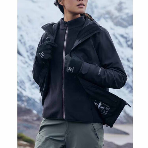 凯乐石（KAILAS）KAILAS  运动户外可拆卸抓绒内胆三合一  防风保暖冲锋衣外套 女 墨黑 XS