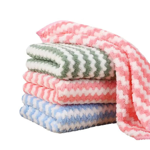 Super absorbent scouring pad, pet towel, fish tank rag, striped cat litter, cat supplies, home cleaning, scouring pad, 2 pack, random color