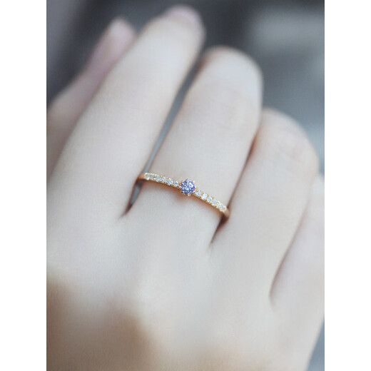 Fat Donglai's same style tanzanite ring, retro white, blue and purple tanzanite micro-set small zircon 92 gold style/Hong Kong code 9#