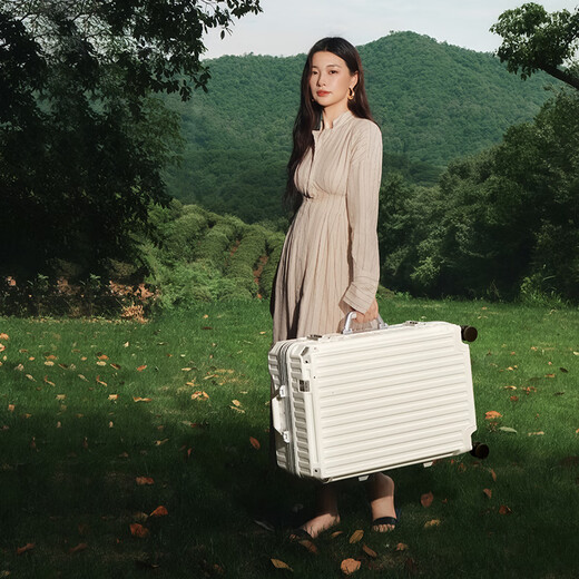 Caparero de maleta de errores para hombres y mujeres Bolsas de viaje MARCO DEL ALUMINUM PROBABLE PEQUEÑA PERLA Pearl White 20 pulgadas